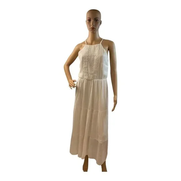 Kings Road Women's White Polyester Sleeveless Long Maxi Dress Size Small. - Picture 1 of 11